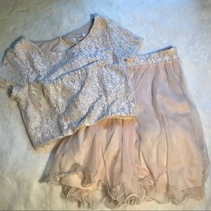 Dress 2 pc Pink Sparkly Glittery Open Back Skirt